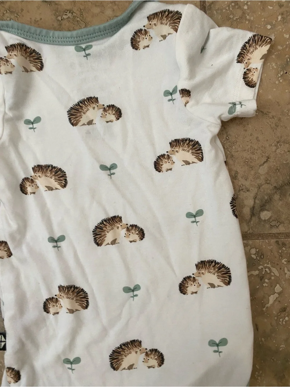 Kyte Baby 0-3m Bamboo Rayon Prickle Hedgehog Print Sage Snap Baby Bodysuit